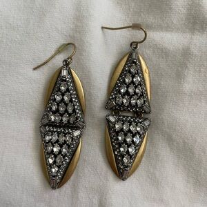 J Crew deco gold and crystal earrings
